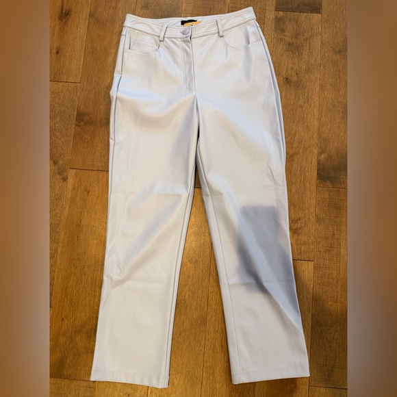 NWT HALOGEN Women's Light Blue Suede Blend Faux Leather Pants - Size 4 - Picture 2 of 7